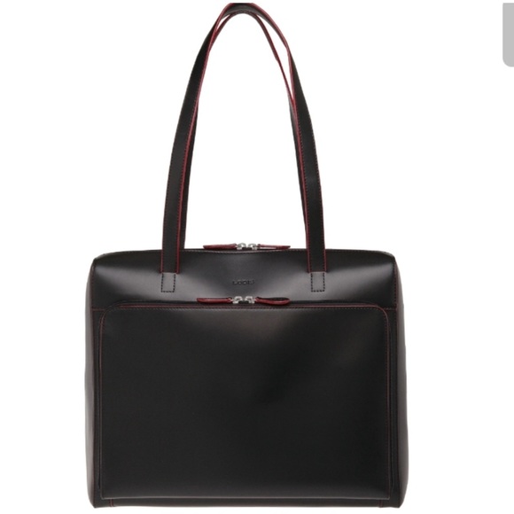 Lodi’s Black Leather Slim Computer Briefcase - Picture 1 of 14